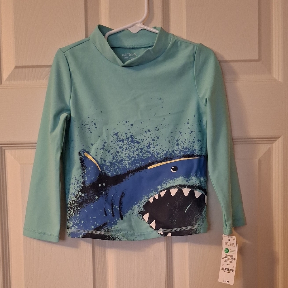 Carter's Blue Rashguard Shark Graphic Swim Shirt